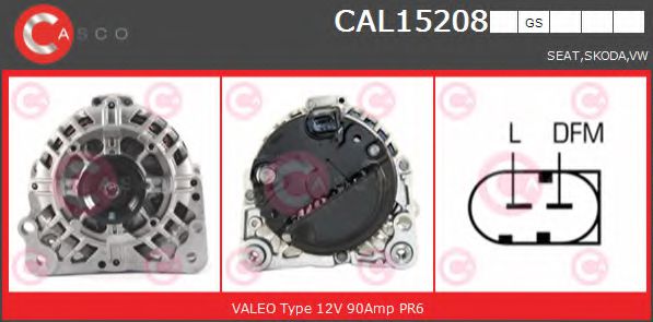 CASCO CAL15208GS Генератор для SEAT IBIZA V (Сеат Ибица 5) CASCO CAL15208GS Генератор для SEAT IBIZA V (Сеат Ибица 5)