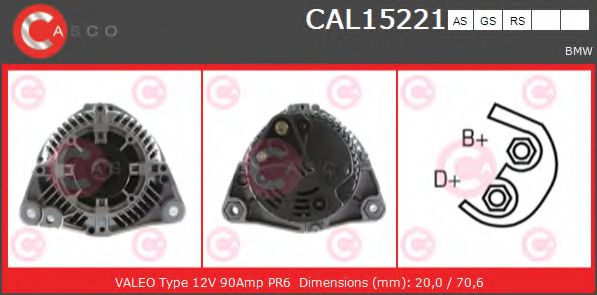 CASCO CAL15221AS Генератор для BMW 3 (Бмв 3) CASCO CAL15221AS Генератор для BMW 3 (Бмв 3)