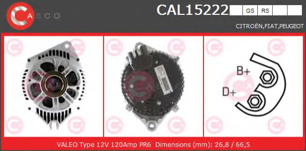 CASCO CAL15222GS Генератор для CITROËN RELAY (CитроËн Рэлаъ) CASCO CAL15222GS Генератор для CITROËN RELAY (CитроËн Рэлаъ)