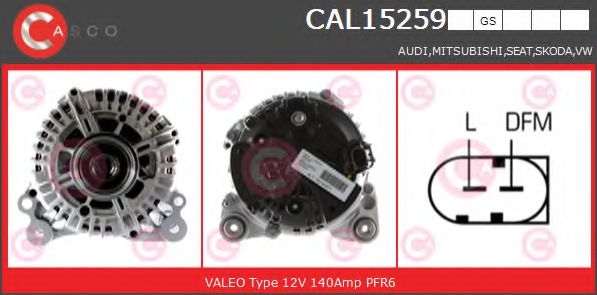 CASCO CAL15259GS Генератор для SKODA SUPERB (Шкода Суперб) CASCO CAL15259GS Генератор для SKODA SUPERB (Шкода Суперб)