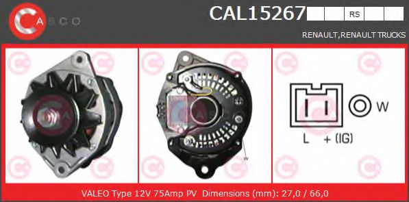 CASCO CAL15267RS Генератор для RENAULT MASTER I (Рено Мастэр и) CASCO CAL15267RS Генератор для RENAULT MASTER I (Рено Мастэр и)
