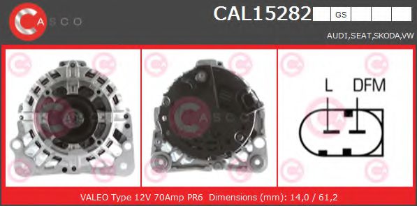 CASCO CAL15282GS Генератор 06 2001 для VOLKSWAGEN BORA (Фольксваген Бора) CASCO CAL15282GS Генератор 06 2001 для VOLKSWAGEN BORA (Фольксваген Бора)