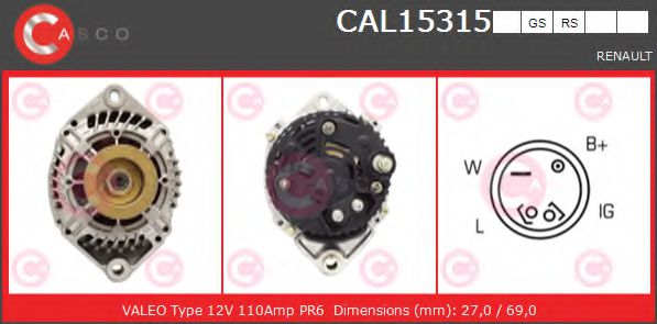 CASCO CAL15315GS Генератор для RENAULT SAFRANE (Рено Сафранэ) CASCO CAL15315GS Генератор для RENAULT SAFRANE (Рено Сафранэ)