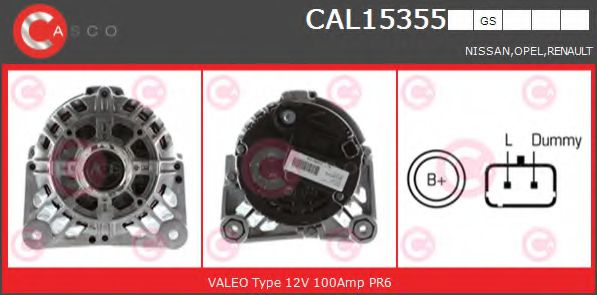 CASCO CAL15355GS Генератор для RENAULT LAGUNA II ER (Рено Лагуна 2 ер) CASCO CAL15355GS Генератор для RENAULT LAGUNA II ER (Рено Лагуна 2 ер)