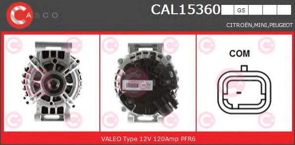 CASCO CAL15360GS Генератор для PEUGEOT 3008 (Пежо 3008) CASCO CAL15360GS Генератор для PEUGEOT 3008 (Пежо 3008)