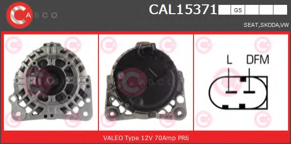 CASCO CAL15371GS Генератор для SEAT IBIZA V (Сеат Ибица 5) CASCO CAL15371GS Генератор для SEAT IBIZA V (Сеат Ибица 5)