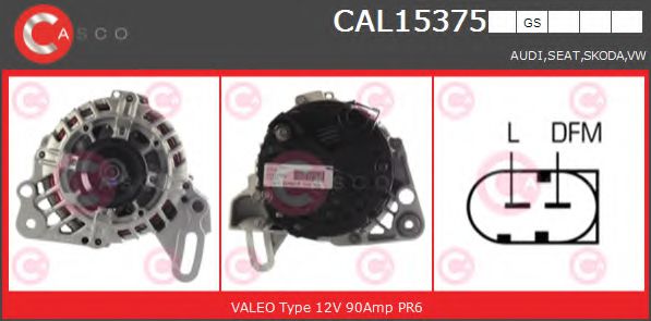 CASCO CAL15375GS Генератор для SKODA FABIA (Шкода Фабиа) CASCO CAL15375GS Генератор для SKODA FABIA (Шкода Фабиа)