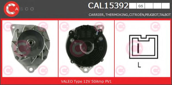 CASCO CAL15392GS Генератор для PEUGEOT 205 I (Пежо 205 и) CASCO CAL15392GS Генератор для PEUGEOT 205 I (Пежо 205 и)