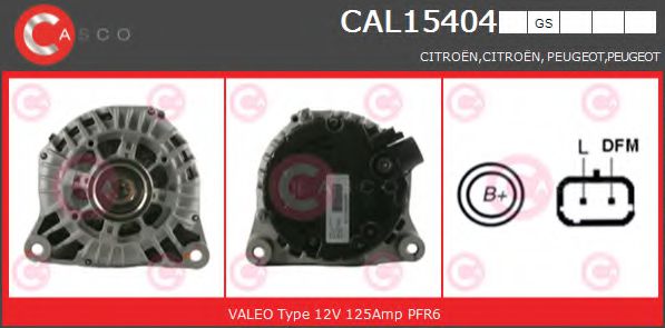 CASCO CAL15404GS Генератор для PEUGEOT 308 (Пежо 308) CASCO CAL15404GS Генератор для PEUGEOT 308 (Пежо 308)