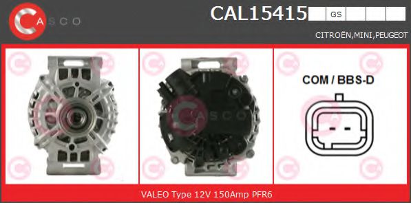 CASCO CAL15415GS Генератор для PEUGEOT (Пежо) CASCO CAL15415GS Генератор для PEUGEOT (Пежо)