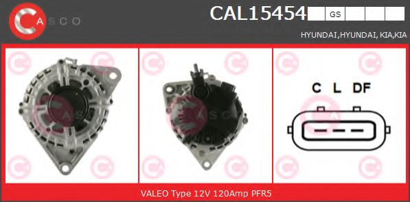 CASCO CAL15454GS Генератор для KIA (Киа) CASCO CAL15454GS Генератор для KIA (Киа)