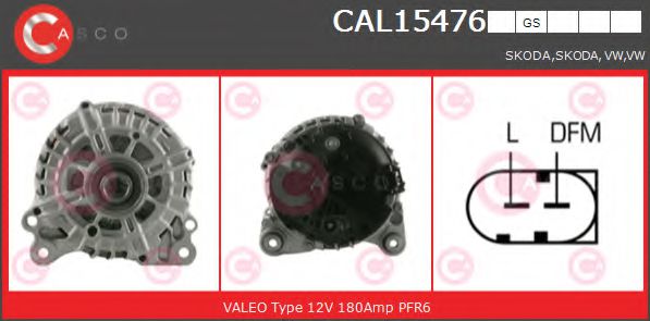 CASCO CAL15476GS Генератор для VOLKSWAGEN CRAFTER 30-50 (Фольксваген Крафтер 30-50) CASCO CAL15476GS Генератор для VOLKSWAGEN CRAFTER 30-50 (Фольксваген Крафтер 30-50)