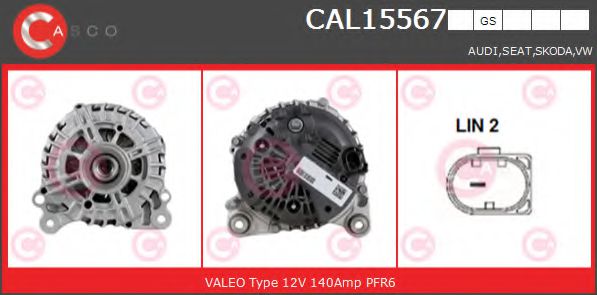CASCO CAL15567GS Генератор для VOLKSWAGEN CRAFTER 30-50 (Фольксваген Крафтер 30-50) CASCO CAL15567GS Генератор для VOLKSWAGEN CRAFTER 30-50 (Фольксваген Крафтер 30-50)