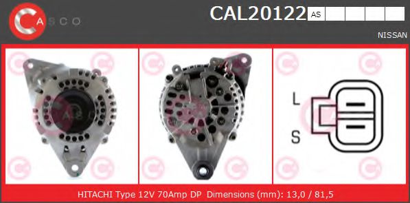 CASCO CAL20122AS Генератор для NISSAN (Ниссан) CASCO CAL20122AS Генератор для NISSAN (Ниссан)