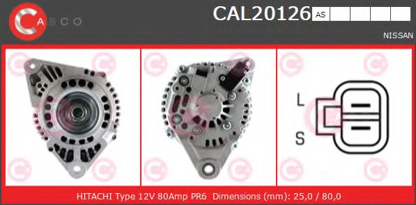 CASCO CAL20126AS Генератор для NISSAN PRIMERA (Ниссан Примера) CASCO CAL20126AS Генератор для NISSAN PRIMERA (Ниссан Примера)