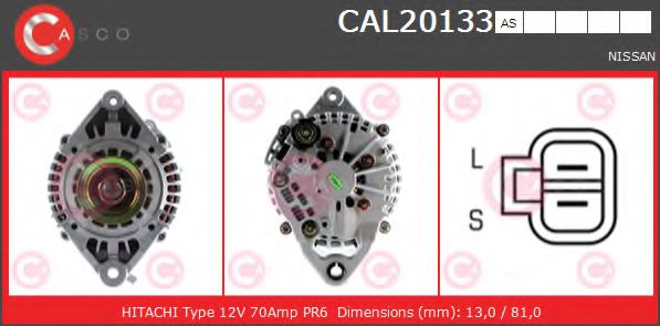 CASCO CAL20133AS Генератор 12 1997 для NISSAN (Ниссан) CASCO CAL20133AS Генератор 12 1997 для NISSAN (Ниссан)