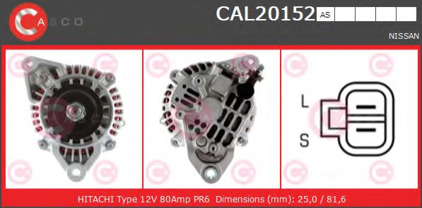 CASCO CAL20152AS Генератор для NISSAN PRIMERA (Ниссан Примера) CASCO CAL20152AS Генератор для NISSAN PRIMERA (Ниссан Примера)