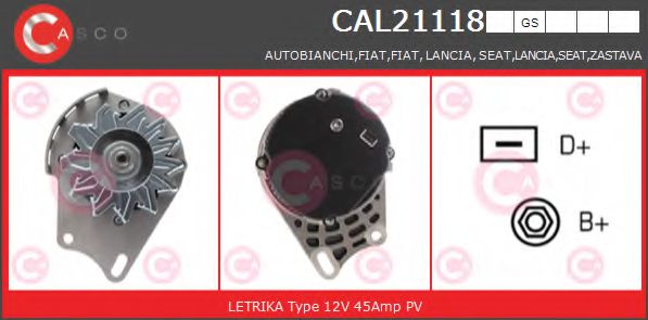 CASCO CAL21118GS Генератор для LANCIA (Лансиа/лянча) CASCO CAL21118GS Генератор для LANCIA (Лансиа/лянча)
