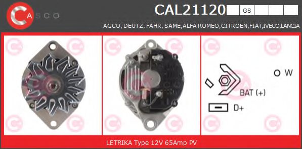 CASCO CAL21120GS Генератор для FIAT TEMPRA (Фиат Тэмпра) CASCO CAL21120GS Генератор для FIAT TEMPRA (Фиат Тэмпра)