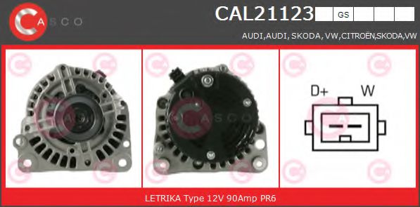 CASCO CAL21123GS Генератор для SKODA (Шкода) CASCO CAL21123GS Генератор для SKODA (Шкода)