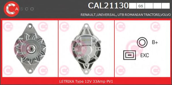 CASCO CAL21130GS Генератор для VOLVO 340-360 (Вольво 340-360) CASCO CAL21130GS Генератор для VOLVO 340-360 (Вольво 340-360)