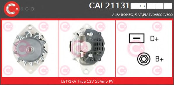 CASCO CAL21131GS Генератор для FIAT DUCATO (Фиат Дукато) CASCO CAL21131GS Генератор для FIAT DUCATO (Фиат Дукато)