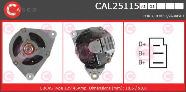 CASCO CAL25115GS Генератор механическая коробка передач для ROVER (Ровер) CASCO CAL25115GS Генератор механическая коробка передач для ROVER (Ровер)