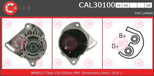 CASCO CAL30100AS Генератор 08 1999 для FIAT PALIO (Фиат Палио) CASCO CAL30100AS Генератор 08 1999 для FIAT PALIO (Фиат Палио)