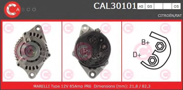 CASCO CAL30101AS Генератор для автомобилей с кондиционером для FIAT PUNTO (Фиат Пунто) CASCO CAL30101AS Генератор для автомобилей с кондиционером для FIAT PUNTO (Фиат Пунто)