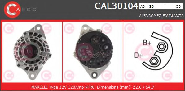 CASCO CAL30104AS Генератор для LANCIA KAPPA (Лансиа/лянча Каппа) CASCO CAL30104AS Генератор для LANCIA KAPPA (Лансиа/лянча Каппа)