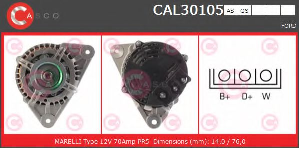 CASCO CAL30105AS Генератор 07 1996 для FORD MONDEO (Форд Мондэо) CASCO CAL30105AS Генератор 07 1996 для FORD MONDEO (Форд Мондэо)