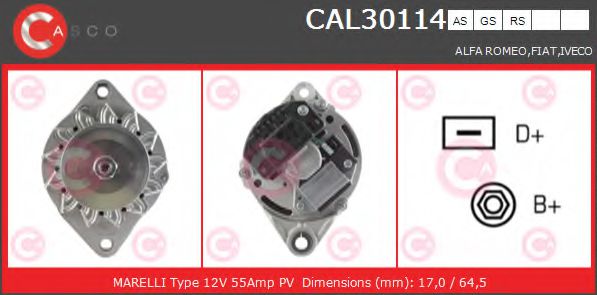 CASCO CAL30114AS Генератор 07 1989 для FIAT DUCATO (Фиат Дукато) CASCO CAL30114AS Генератор 07 1989 для FIAT DUCATO (Фиат Дукато)