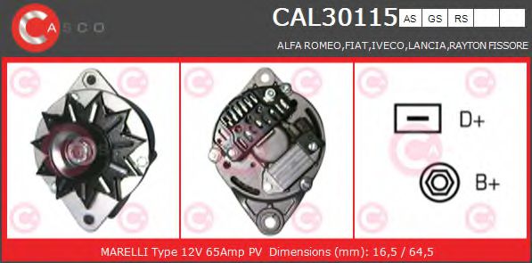 CASCO CAL30115AS Генератор для LANCIA (Лансиа/лянча) CASCO CAL30115AS Генератор для LANCIA (Лансиа/лянча)