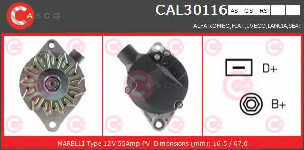 CASCO CAL30116AS Генератор для LANCIA (Лансиа/лянча) CASCO CAL30116AS Генератор для LANCIA (Лансиа/лянча)