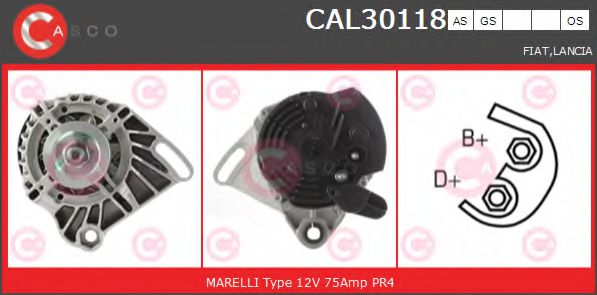 CASCO CAL30118AS Генератор для FIAT PALIO (Фиат Палио) CASCO CAL30118AS Генератор для FIAT PALIO (Фиат Палио)