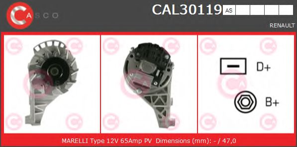 CASCO CAL30119AS Генератор для RENAULT TWINGO I (Рено Твинго 1) CASCO CAL30119AS Генератор для RENAULT TWINGO I (Рено Твинго 1)