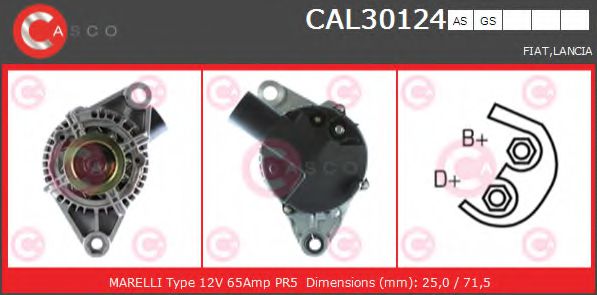 CASCO CAL30124AS Генератор для FIAT BRAVA (Фиат Брава) CASCO CAL30124AS Генератор для FIAT BRAVA (Фиат Брава)