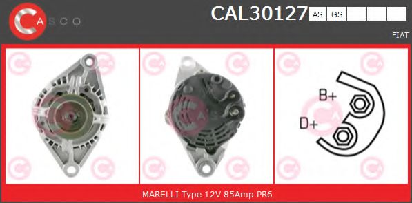 CASCO CAL30127AS Генератор для FIAT PUNTO (Фиат Пунто) CASCO CAL30127AS Генератор для FIAT PUNTO (Фиат Пунто)