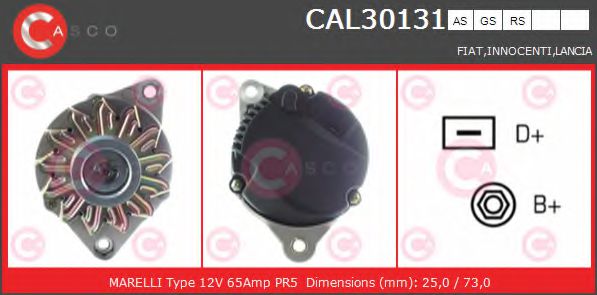 CASCO CAL30131AS Генератор для FIAT TEMPRA (Фиат Тэмпра) CASCO CAL30131AS Генератор для FIAT TEMPRA (Фиат Тэмпра)