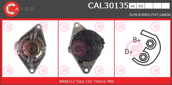 CASCO CAL30135AS Генератор для FIAT BRAVA (Фиат Брава) CASCO CAL30135AS Генератор для FIAT BRAVA (Фиат Брава)