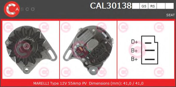 CASCO CAL30138GS Генератор для SEAT (Сеат) CASCO CAL30138GS Генератор для SEAT (Сеат)