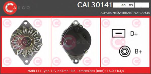CASCO CAL30141RS Генератор для FIAT TEMPRA (Фиат Тэмпра) CASCO CAL30141RS Генератор для FIAT TEMPRA (Фиат Тэмпра)