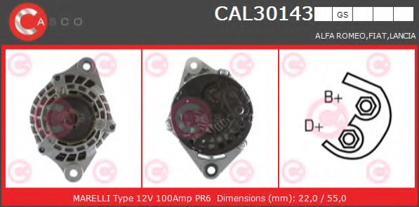 CASCO CAL30143GS Генератор для LANCIA KAPPA (Лансиа/лянча Каппа) CASCO CAL30143GS Генератор для LANCIA KAPPA (Лансиа/лянча Каппа)