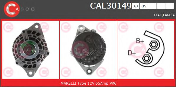 CASCO CAL30149AS Генератор 09 2000 для FIAT BRAVA (Фиат Брава) CASCO CAL30149AS Генератор 09 2000 для FIAT BRAVA (Фиат Брава)