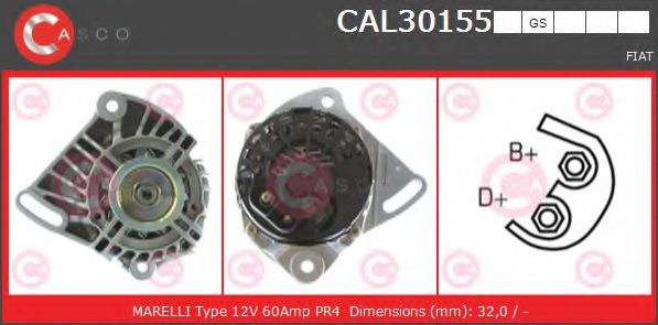 CASCO CAL30155GS Генератор для FIAT (Фиат) CASCO CAL30155GS Генератор для FIAT (Фиат)