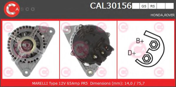 CASCO CAL30156RS Генератор для HONDA ACCORD VII (Хонда Аккорд 7) CASCO CAL30156RS Генератор для HONDA ACCORD VII (Хонда Аккорд 7)