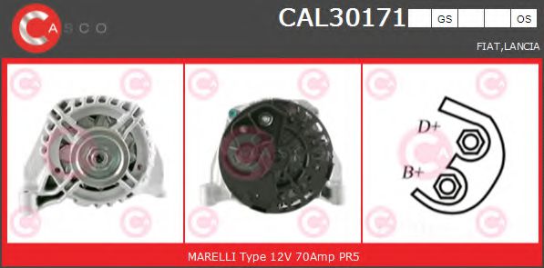 CASCO CAL30171GS Генератор для LANCIA MUSA (Лансиа/лянча Муса) CASCO CAL30171GS Генератор для LANCIA MUSA (Лансиа/лянча Муса)