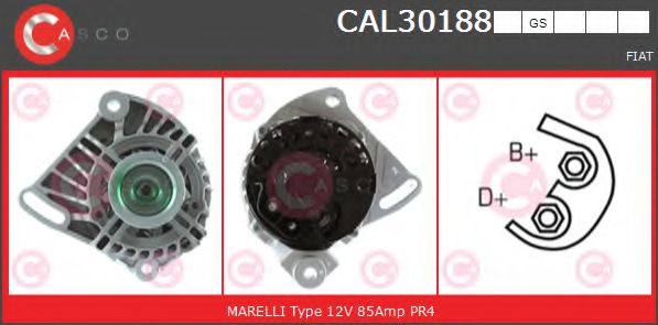 CASCO CAL30188GS Генератор для FIAT PUNTO (Фиат Пунто) CASCO CAL30188GS Генератор для FIAT PUNTO (Фиат Пунто)