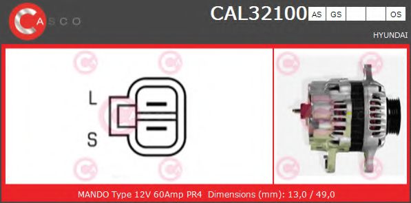 CASCO CAL32100AS Генератор для HYUNDAI SANTRO XING (Хендай Сантро xинг) CASCO CAL32100AS Генератор для HYUNDAI SANTRO XING (Хендай Сантро xинг)