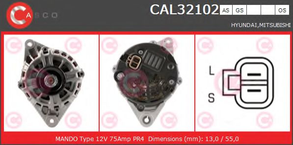 CASCO CAL32102GS Генератор для HYUNDAI ELANTRA (Хендай Элантра) CASCO CAL32102GS Генератор для HYUNDAI ELANTRA (Хендай Элантра)
